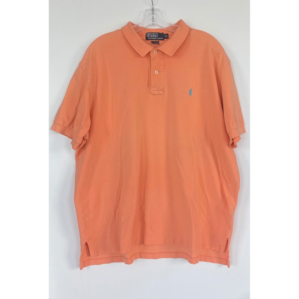 Polo Ralph Lauren Men XL Coral Pique Pique Cotton Short Sleeve Polo Preppy Shirt